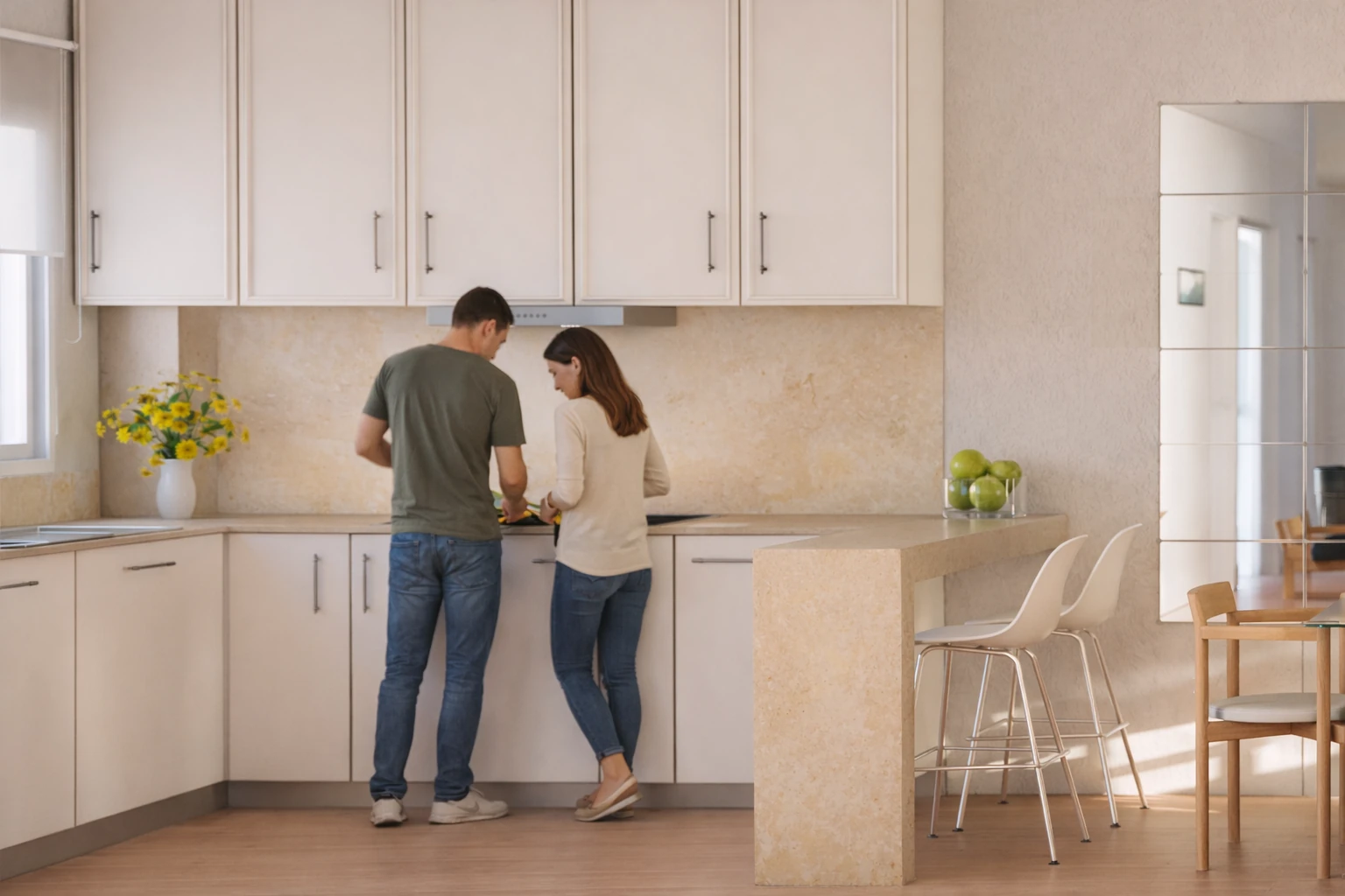Cocina abierta de Edificio Ilustración
